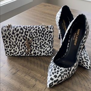 YSL Snow Leopard Heels and Bag